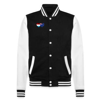 Luxembourg New Zealand Flag Heart - College Sweat Jacket - black/white - Front - Nik (191cm) & Marisol (170cm)