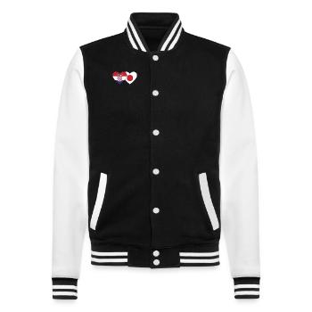 Croatia Japan Flag Heart - College Sweat Jacket - black/white - Front - Nik (191cm) & Marisol (170cm)