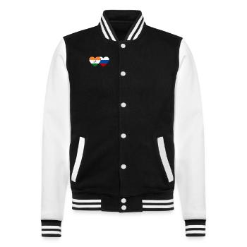 India Russia Flag Heart - College Sweat Jacket - black/white - Front - Nik (191cm) & Marisol (170cm)