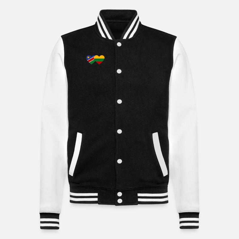 Namibia Litauen Flagge Herz - College-Sweatjacke - Schwarz/Weiß