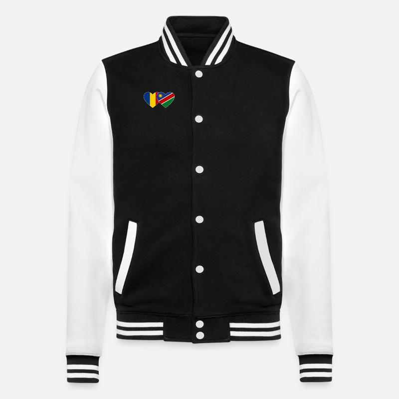 Romania Namibia Flag Heart - College Sweat Jacket - black/white