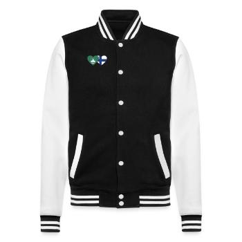 Macau Finnland Flagge Herz - College-Sweatjacke - Schwarz/Weiß - Vorne - Nik (191cm) & Marisol (170cm)