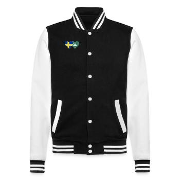 Schweden Macau Flagge Herz - College-Sweatjacke - Schwarz/Weiß - Vorne - Nik (191cm) & Marisol (170cm)