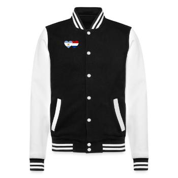 Argentina Holland Flag Heart - College Sweat Jacket - black/white - Front - Nik (191cm) & Marisol (170cm)