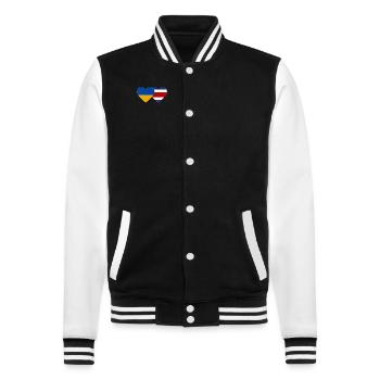 Ukraine Costa Rica Flag Heart - College Sweat Jacket - black/white - Front - Nik (191cm) & Marisol (170cm)