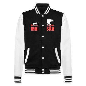 Mutter Mama Bär - College-Sweatjacke - Schwarz/Weiß - Vorne - Nik (191cm) & Marisol (170cm)