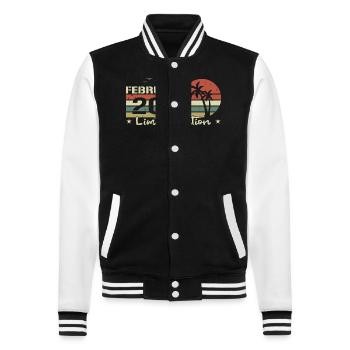 February Vintage 11th Anniversary Born 2013 Vibe - College Sweat Jacket - black/white - Front - Nik (191cm) & Marisol (170cm)