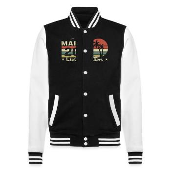 March Vintage 11th Anniversary Born 2013 Vibe - College Sweat Jacket - black/white - Front - Nik (191cm) & Marisol (170cm)