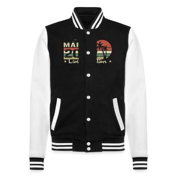 millésime de mars 22e anniversaire né 2002 vibe - Veste Teddy - noir/blanc - Devant - Nik (191cm) & Marisol (170cm)