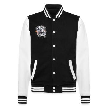 Englische Bulldogge - College-Sweatjacke - Schwarz/Weiß - Vorne - Nik (191cm) & Marisol (170cm)