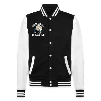 Waves Sun And Endless Fun Cruise Ship Vacation - College-Sweatjacke - Schwarz/Weiß - Vorne - Nik (191cm) & Marisol (170cm)