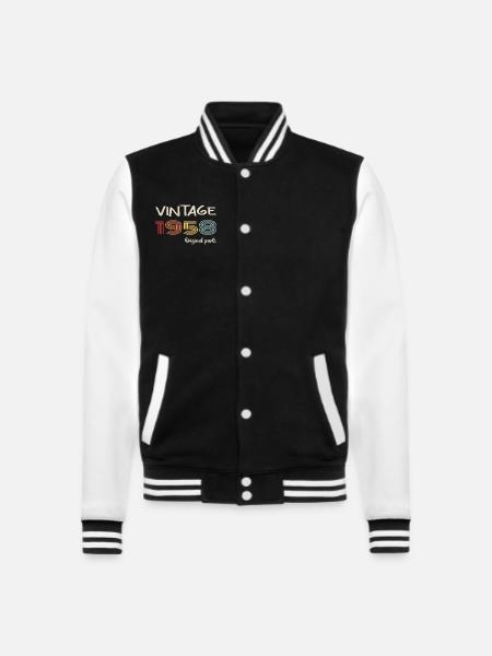 Original 1958 Vintage | Geburtstagsgeschenk 1958 - College-Sweatjacke - Schwarz/Weiß