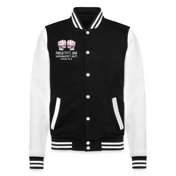 Grandma Feminism Little Girl Granny - College Sweat Jacket - black/white - Front - Nik (191cm) & Marisol (170cm)
