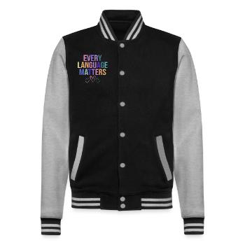 Ausbildung Bilingualer Humorlehrer - College-Sweatjacke - Schwarz/Grau meliert - Vorne - Nik (191cm) & Marisol (170cm)