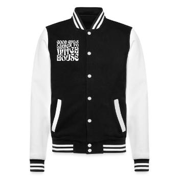Girls Listen To Witch House Music - College Sweat Jacket - black/white - Front - Nik (191cm) & Marisol (170cm)
