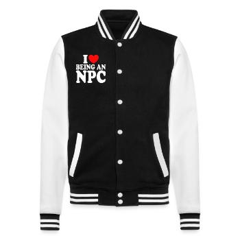 Meme NPC I like to be an NPC Geek humor - College Sweat Jacket - black/white - Front - Nik (191cm) & Marisol (170cm)