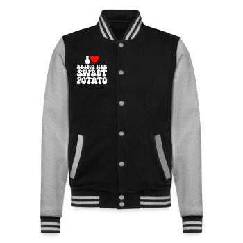 J'aime Être Sa Patate Douce Couple Thanksgiving - Veste Teddy - noir/gris chiné - Devant - Nik (191cm) & Marisol (170cm)
