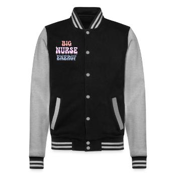 Energetic Nurse Female Nurse - College Sweat Jacket - black/heather grey - Front - Nik (191cm) & Marisol (170cm)