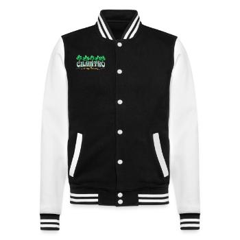Cilantro is my therapy I love cilantro - College Sweat Jacket - black/white - Front - Nik (191cm) & Marisol (170cm)