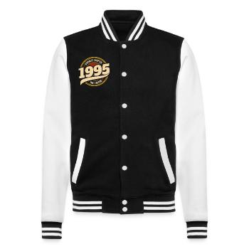 Vintage Year 1995 Legend 30 Years Anniversary - College Sweat Jacket - black/white - Front - Nik (191cm) & Marisol (170cm)