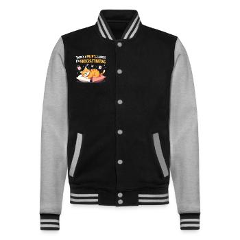 Lazy Cat Sarcastic Humor - College Sweat Jacket - black/heather grey - Front - Nik (191cm) & Marisol (170cm)