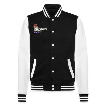 Humor Sport Frauenhandball - College-Sweatjacke - Schwarz/Weiß - Vorne - Nik (191cm) & Marisol (170cm)