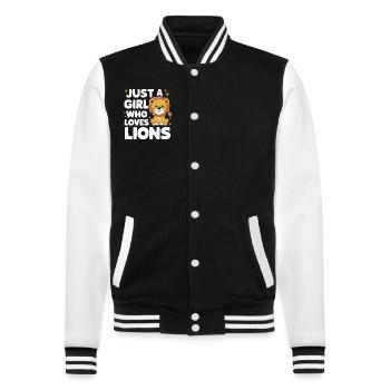Lion Lion Animal Africa - College Sweat Jacket - black/white - Front - Nik (191cm) & Marisol (170cm)