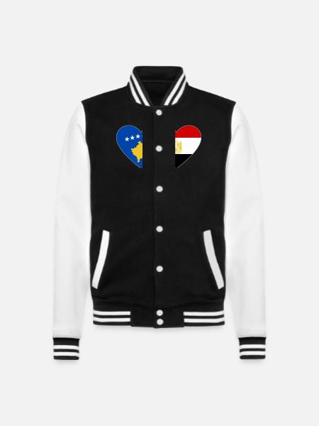 Kosovo Ägypten Flagge Herz - College-Sweatjacke - Schwarz/Weiß