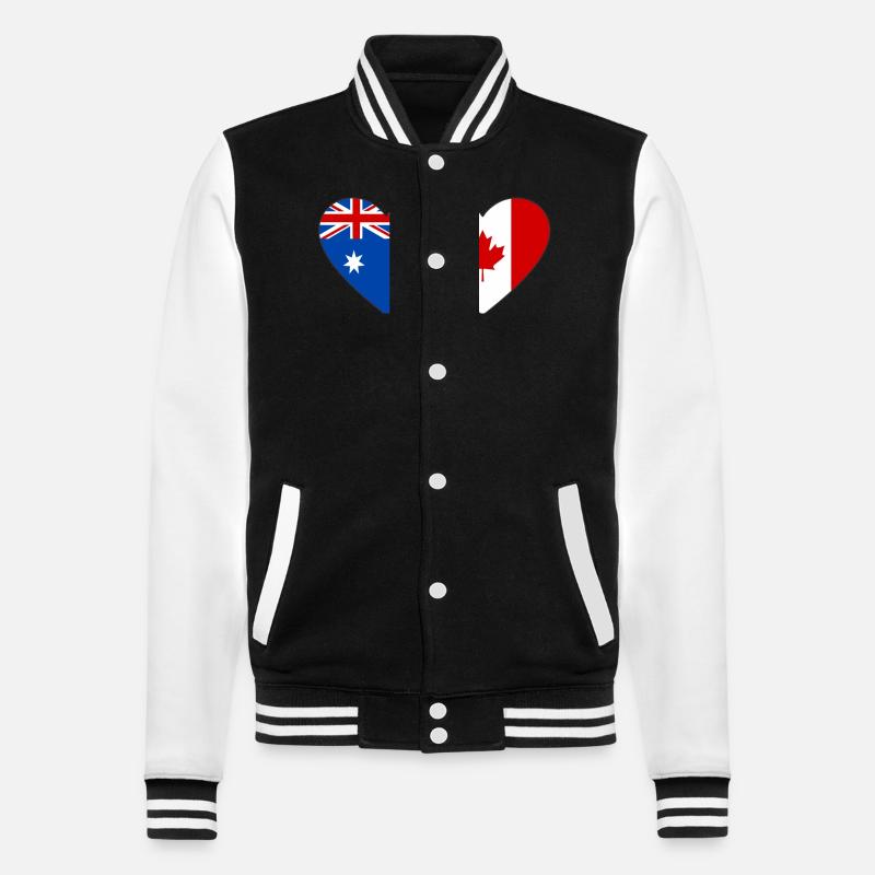 Australie Canada drapeau coeur - Veste Teddy - noir/blanc