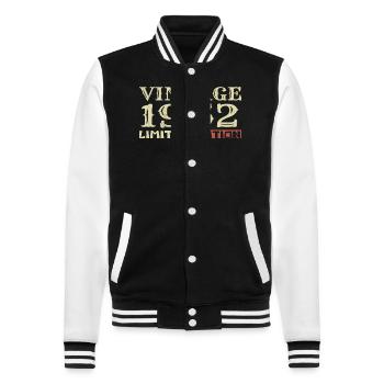 1962 Vintage :62e Anniversaire Cadeau Rétro Unique - Veste Teddy - noir/blanc - Devant - Nik (191cm) & Marisol (170cm)