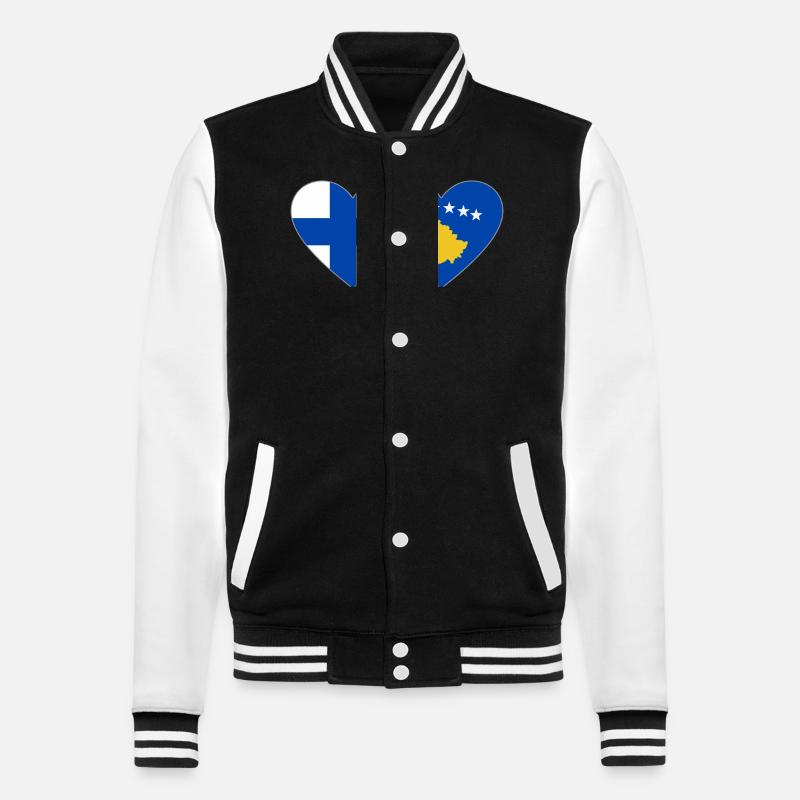 Finlande Kosovo Drapeau Coeur - Veste Teddy - noir/blanc