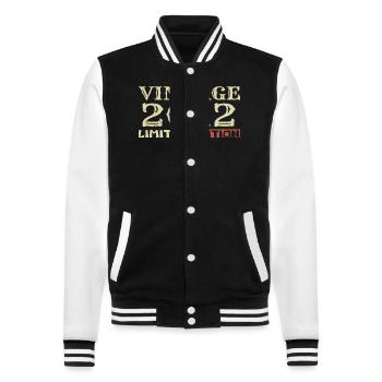 2012 Vintage: 12th Anniversary Unique Retro Gift - College Sweat Jacket - black/white - Front - Nik (191cm) & Marisol (170cm)