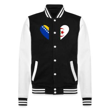 Bosnien Algerien Flagge Herz - College-Sweatjacke - Schwarz/Weiß - Vorne - Nik (191cm) & Marisol (170cm)