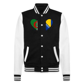 Algerien Bosnien Flagge Herz - College-Sweatjacke - Schwarz/Weiß - Vorne - Nik (191cm) & Marisol (170cm)