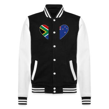 Südafrika Neuseeland Flagge Herz - College-Sweatjacke - Schwarz/Weiß - Vorne - Nik (191cm) & Marisol (170cm)