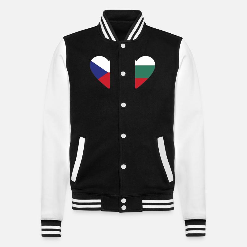 République tchèque Bulgarie Drapeau Coeur - Veste Teddy - noir/blanc