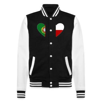 Portugal Tschechien Flagge Herz - College-Sweatjacke - Schwarz/Weiß - Vorne - Nik (191cm) & Marisol (170cm)
