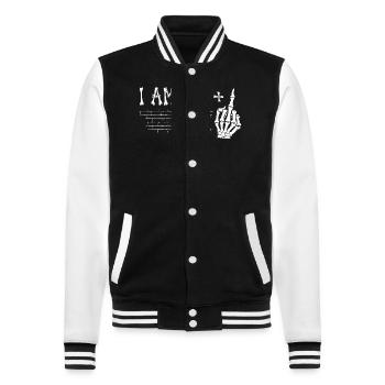 I Am 25 Plus Middle Finger - 26th Birthday - College Sweat Jacket - black/white - Front - Nik (191cm) & Marisol (170cm)