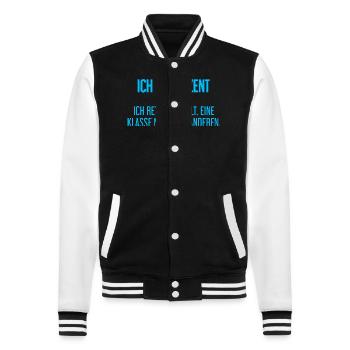 Ich bin Dozent - ich rette die Welt - College-Sweatjacke - Schwarz/Weiß - Vorne - Nik (191cm) & Marisol (170cm)
