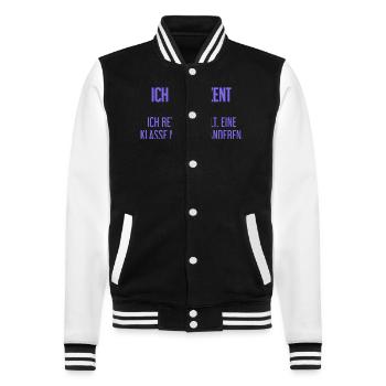 Ich bin Dozent - ich rette die Welt - College-Sweatjacke - Schwarz/Weiß - Vorne - Nik (191cm) & Marisol (170cm)