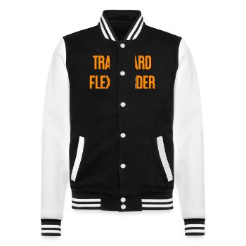 Train Hard Flex Harder - College-Sweatjacke - Schwarz/Weiß - Vorne - Nik (191cm) & Marisol (170cm)