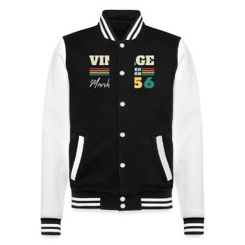 Vintage mars 1956 - cadeau anniversaire Mars 1956 - Veste Teddy - noir/blanc - Devant - Nik (191cm) & Marisol (170cm)