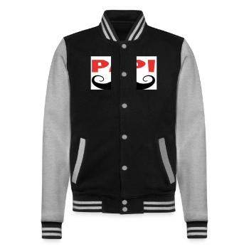 Opa - College-Sweatjacke - Schwarz/Grau meliert - Vorne - Nik (191cm) & Marisol (170cm)