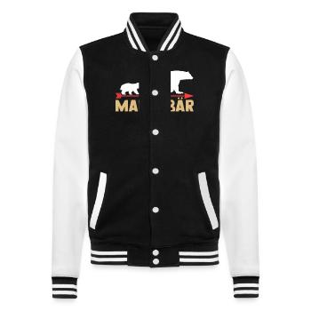 Mutter Mama Bär - College-Sweatjacke - Schwarz/Weiß - Vorne - Nik (191cm) & Marisol (170cm)
