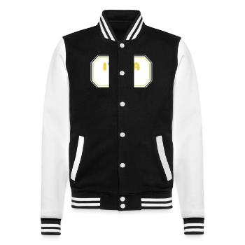 Geburtstag - College-Sweatjacke - Schwarz/Weiß - Vorne - Nik (191cm) & Marisol (170cm)