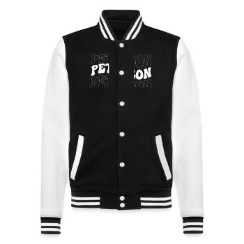 Funny Peterson Groovy 4 Männer Frauen Cool Peterson - College-Sweatjacke - Schwarz/Weiß - Vorne - Nik (191cm) & Marisol (170cm)