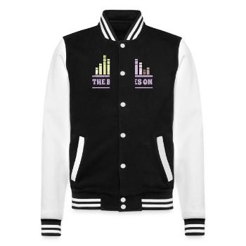 The Beat goes on DJ Musician Equalizer - College Sweat Jacket - black/white - Front - Nik (191cm) & Marisol (170cm)