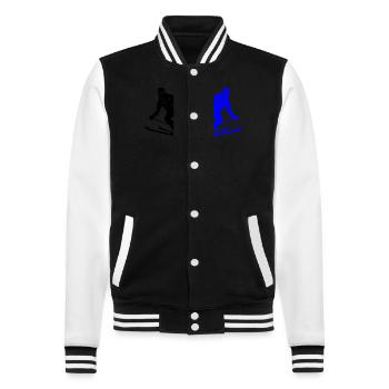 Skiing Skiing Man Silhouette - College Sweat Jacket - black/white - Front - Nik (191cm) & Marisol (170cm)