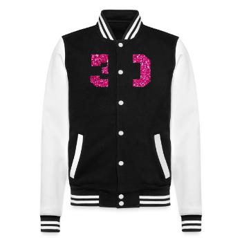 Number 30 Pink Glitter - 30th Anniversary - College Sweat Jacket - black/white - Front - Nik (191cm) & Marisol (170cm)