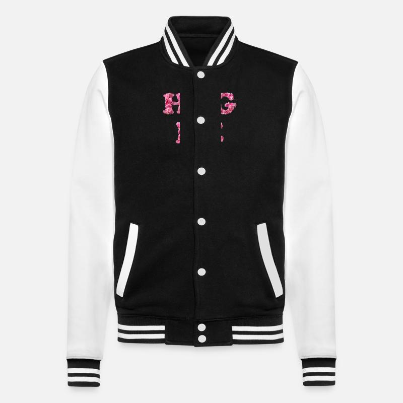 Hug Me with rose petals - College Sweat Jacket - black/white